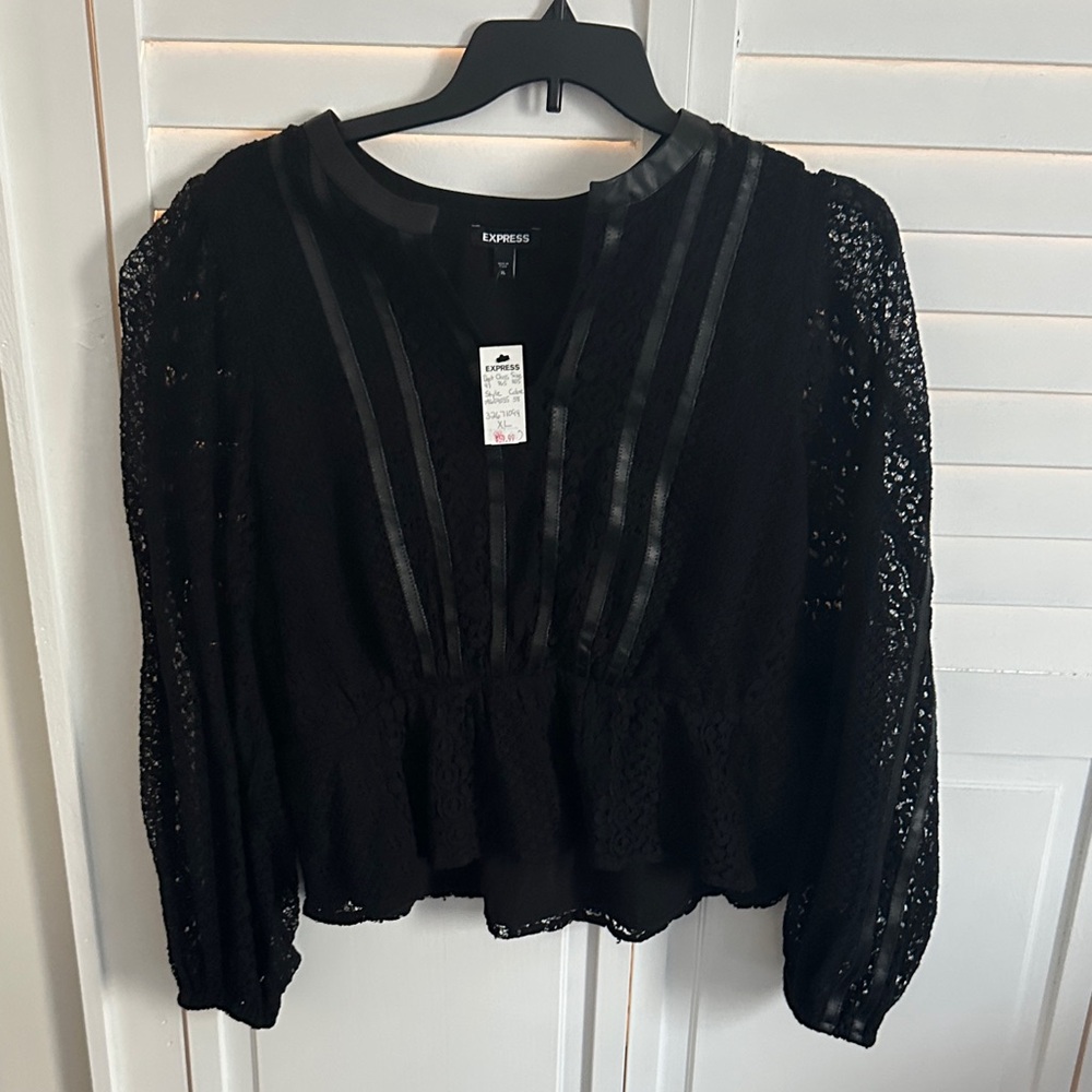 Express Women's Black Lace Blouse